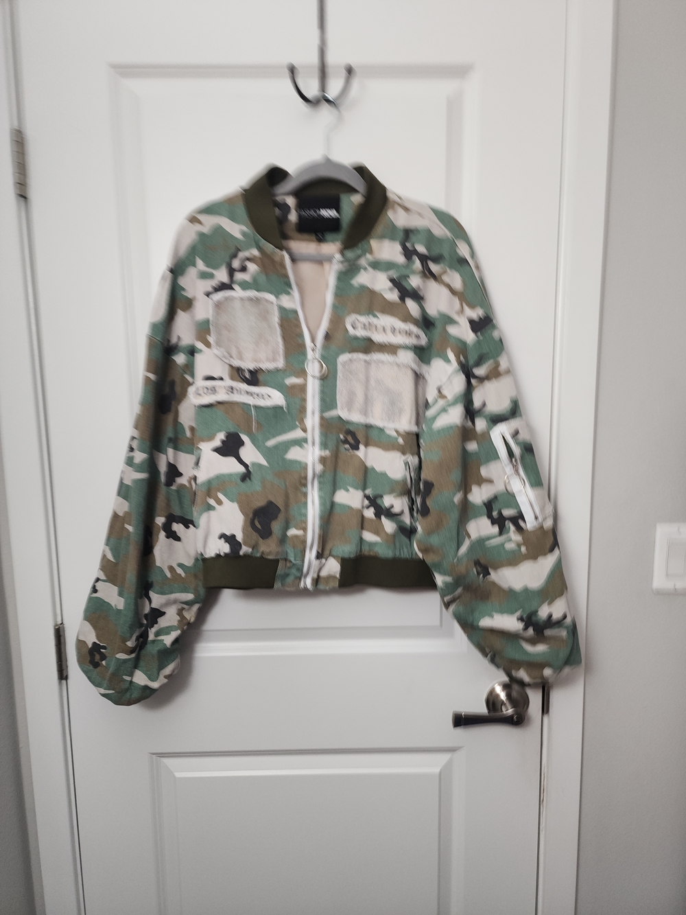 Fashion Nova Camo Denim  Bomber Jacket "My Man" - Picture 2 of 6